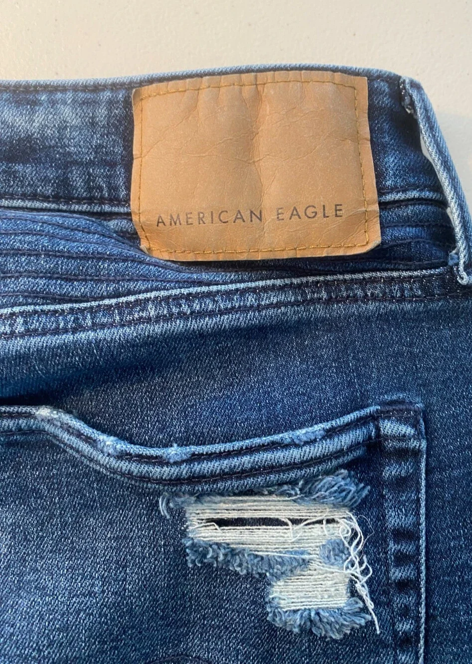 American Eagle AirFlex+ Men's Jeans 32x32 Distressed Moto Biker Slim Stretch